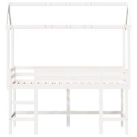 Halfhoogslaper met ladder en bedhuis grenenhout wit 90x200 cm - thumbnail