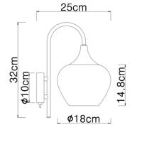 Globo Zwarte wandlampMaxy met rood glas - 15548WG - thumbnail