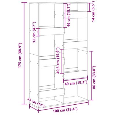 Kamerscherm 100x33x175 cm bewerkt hout betongrijs - thumbnail