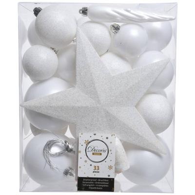 Kerstballen mix 33 st Winterwit Kerst Decoris - Decoris