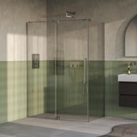 Brauer Stellar - Douchecabine met Draaideur - Helder Glas - 140x100x200 cm - Omkeerbaar - incl. Glascoating - PVD RVS-Kleurig Geborsteld - thumbnail