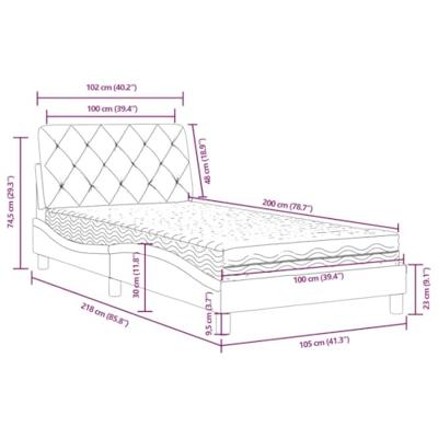 Bed met matras fluweel donkergrijs 100x200 cm