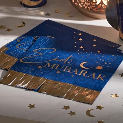 Ginger Ray servetten eid mubarak blauw/goudkleurig 16 stuks | 20 stuks Ginger Ray servetten eid mubarak blauw/goudkleurig 16 stuks | 20 stuks