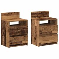 Nachtkastjes 2 st met 2 lades 40x33x60 cm oud houtkleurig - thumbnail