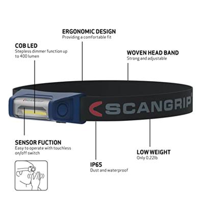 Scangrip hoofdlamp I-View 400 lumen dimbaar handig licht waar je kijkt oplaadbaar 03.5626 - thumbnail