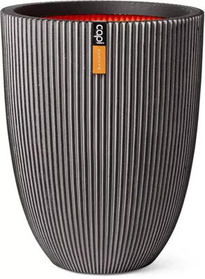 Capi nature groove nl elegant laag vaas 34x46 cm antraciet