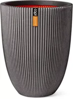 Capi nature groove nl elegant laag vaas 34x46 cm antraciet - thumbnail