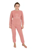 Cocodream velours meisjes pyjama - Hello Weekend - Warme winter pyjama - thumbnail
