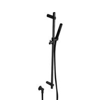 Hotbath Cobber glijstangset met wandaansluitbocht, doucheslang en staafhanddouche 90 cm, mat zwart - thumbnail