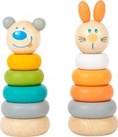 Small Foot - houten stapeltoren dier pastel, 6dlg. - thumbnail