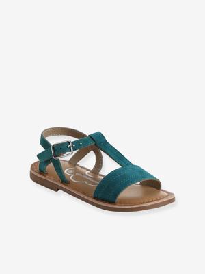 Leren sandalen voor meisjes, collectie kleuterschool turquoiseblauw