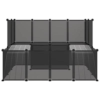 Dierenhok klein 143x107x93 polypropeen en staal zwart Dierenhok klein 143x107x93 polypropeen en staal zwart