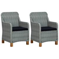 Tuinstoelen 2 st met kussens poly rattan lichtgrijs - thumbnail