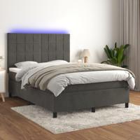 Boxspring met matras en LED fluweel donkergrijs 140x190 cm - thumbnail