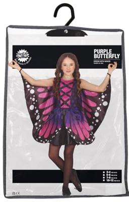 Kostuum Vlinder met Vleugels Roze/Paars Meisje