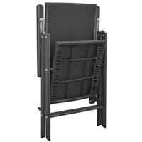 Tuinstoelen stapelbaar 2 st poly rattan zwart - thumbnail