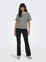 Only Onllivina S/s Stripe Tee Jrs Noos T-shirt Korte Mouw Cloud Dancer Black Stripes - thumbnail