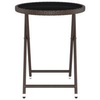 5-delige Bistroset poly rattan en gehard glas bruin - thumbnail