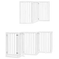 Hondenhek inklapbaar met deur 12 panelen 600cm populierhout wit - thumbnail