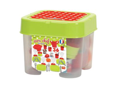 Ecoiffier 100% chef servies in opbergbox 36dlg