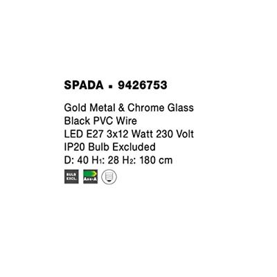 Lyora HanglampSpada 3-lichts grijs met goud - 9426753