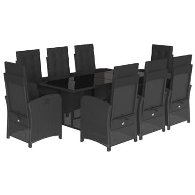 9-delige Tuinset poly rattan zwart