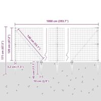 VidaXL Hek met paal grijs 1,2 x 10 m staal - thumbnail