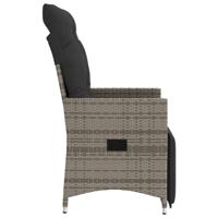 Tuinstoelen 2 st verstelbaar met kussens poly rattan grijs - thumbnail