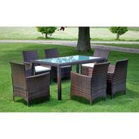 7-delige Tuinset met kussens poly rattan bruin - thumbnail