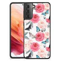 Samsung Galaxy S21 Bloemen Hoesje Butterfly Roses - thumbnail