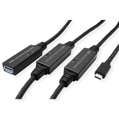 ROLINE USB 3.2 Gen 1 Active Repeater-kabel, Type A - C, zwart, 20 m