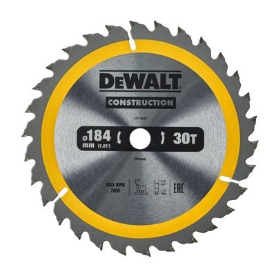 DeWalt Accessoires Cirkelzaagblad 184x16x30t, positief 10°, kerf 2,6mm - DT1940-QZ DeWalt Accessoires Cirkelzaagblad 184x16x30t, positief 10°, kerf 2,6mm - DT1940-QZ