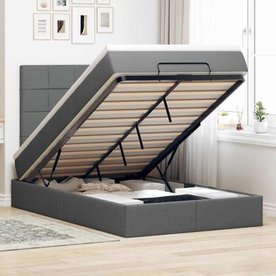 Ottoman bed met matras en LED's 120x190 cm stof donkergrijs