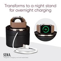 SENA - Laadstation van leer voor Apple Watch, reisoplader voor alle maten 38mm, 40mm, 42mm, 44mm - zwart - thumbnail