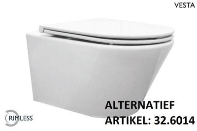 Hangtoilet Wiesbaden Vesta Rimless Diepspoel Wit (incl Flatline Zitting)