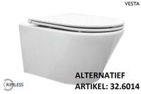 Hangtoilet Wiesbaden Vesta Rimless Diepspoel Wit (incl Flatline Zitting) - thumbnail