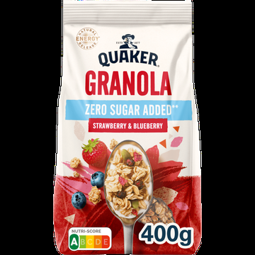 Quaker Zero Sugar Added Granola Aardbei & Blauwe Bes 400 gr bij Jumbo