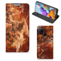 Samsung Galaxy A21s Standcase Marmer Bruin - thumbnail