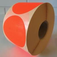 Etiket 100 mm rond fluor rood 1000 rol - thumbnail