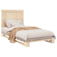Bedframe met hoofdbord massief grenenhout 100x200 cm - thumbnail