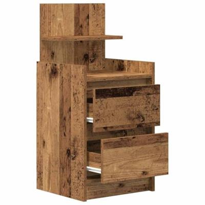 Nachtkastjes met 2 lades 2 st 38x34x80 cm oud hout