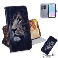 Leeuw patroon gekleurde tekening horizontale Flip lederen case voor Huawei P30 met houder & card slots & portemonnee - thumbnail