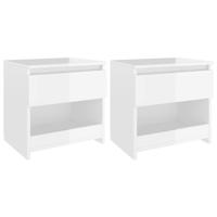 Nachtkastjes 2 st 40x30x39 cm bewerkt hout hoogglans wit - thumbnail