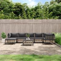 8-delige Loungeset met kussens poly rattan antracietkleurig - thumbnail