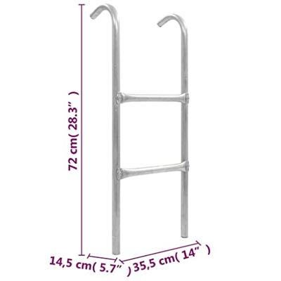 VidaXL Trampolineladder met 2 sporten 72 cm staal zilverkleurig - thumbnail