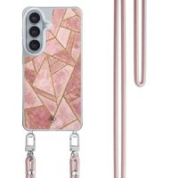 Samsung Galaxy S26 hoesje met rosegoud koord - Blush Geometry - thumbnail