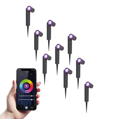 Set van 9 Pinero - Smart LED Prikspot - IP65 waterdicht - 5,5 Watt 345 Lumen - RGBWW - GU10 - Wifi + Bluetooth - IP65 Waterdicht - Bestuurbaar via app - Google Home, Amazon Alexa en Siri - Zwart - Tuinspots