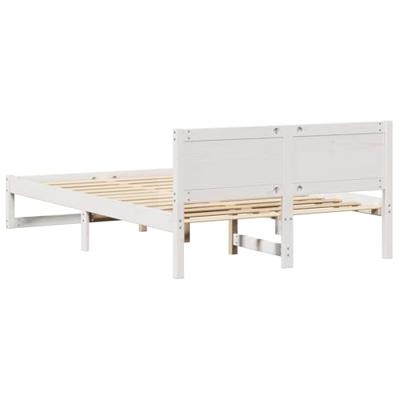 Bedframe met hoofdeinde Wit 140 x 190 cm Massief grenenhout