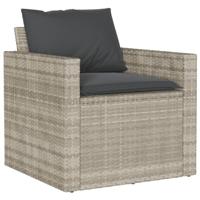 6-delige Loungeset met kussens poly rattan lichtgrijs - thumbnail