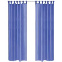 VidaXL Gordijnen voile 140x245 cm koningsblauw 2 st - thumbnail